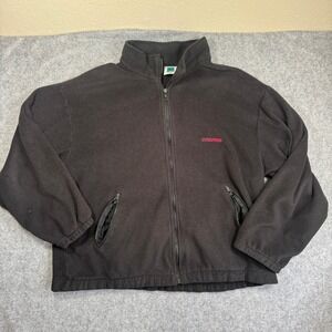 Turfer Mens XL Fleece Jacket Full Zip Black Pink Interprise Logo Made In USA
